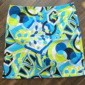 Melly M Turquoise & Lime Geometric Print Skort